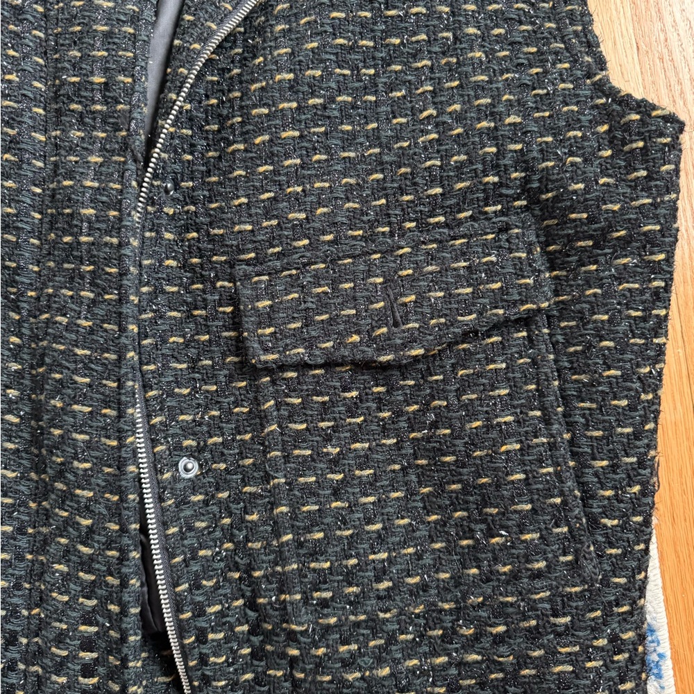 Rag & Bone Navy And Gold Textured Vest View 2